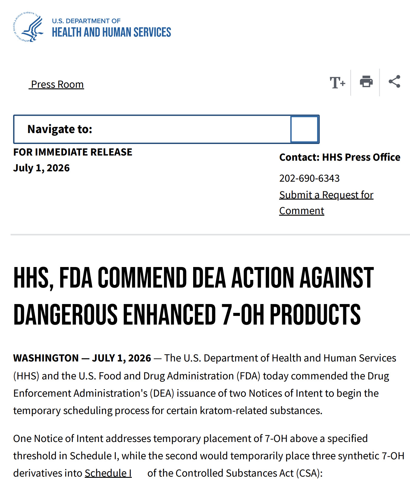 American Kratom Association Warns Consumers Not to Let the 7-OH Industry Hijack HHS RFI