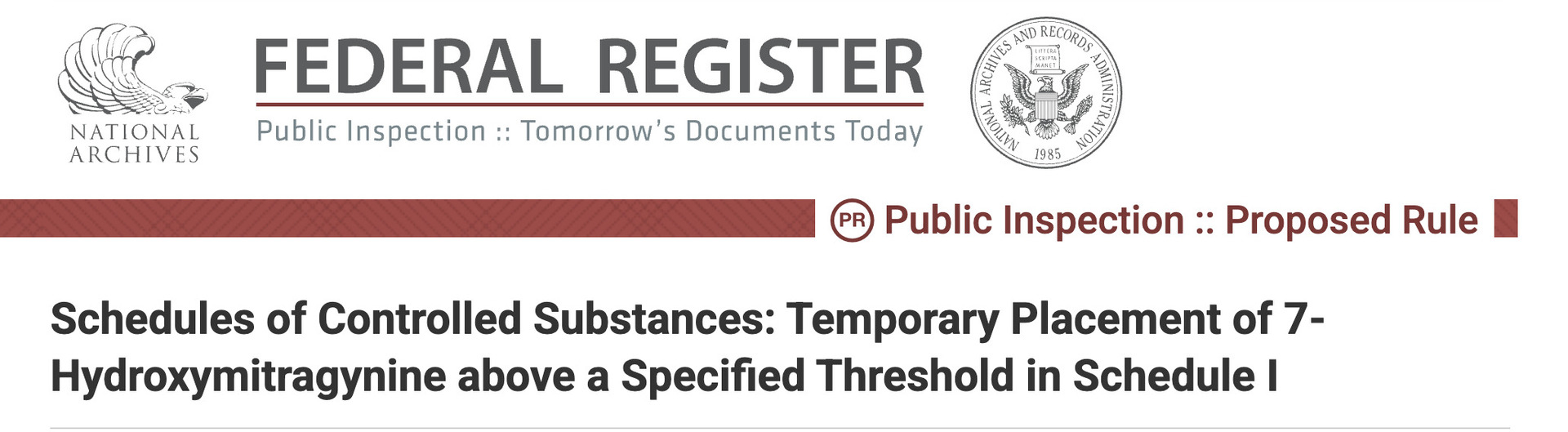 DEA Scheduling Action Confirms Chemically Manipulated 7-OH Opioids Are Not Kratom