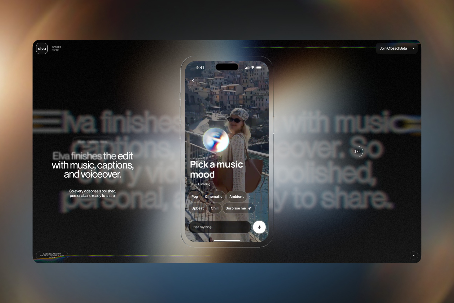 The website demonstrates how Elva - AI art director applies music, captions, and voiceover to every video automatically, making footage feel professional and ready to share. / Source: Lazarev.agency (EZ Newswire)