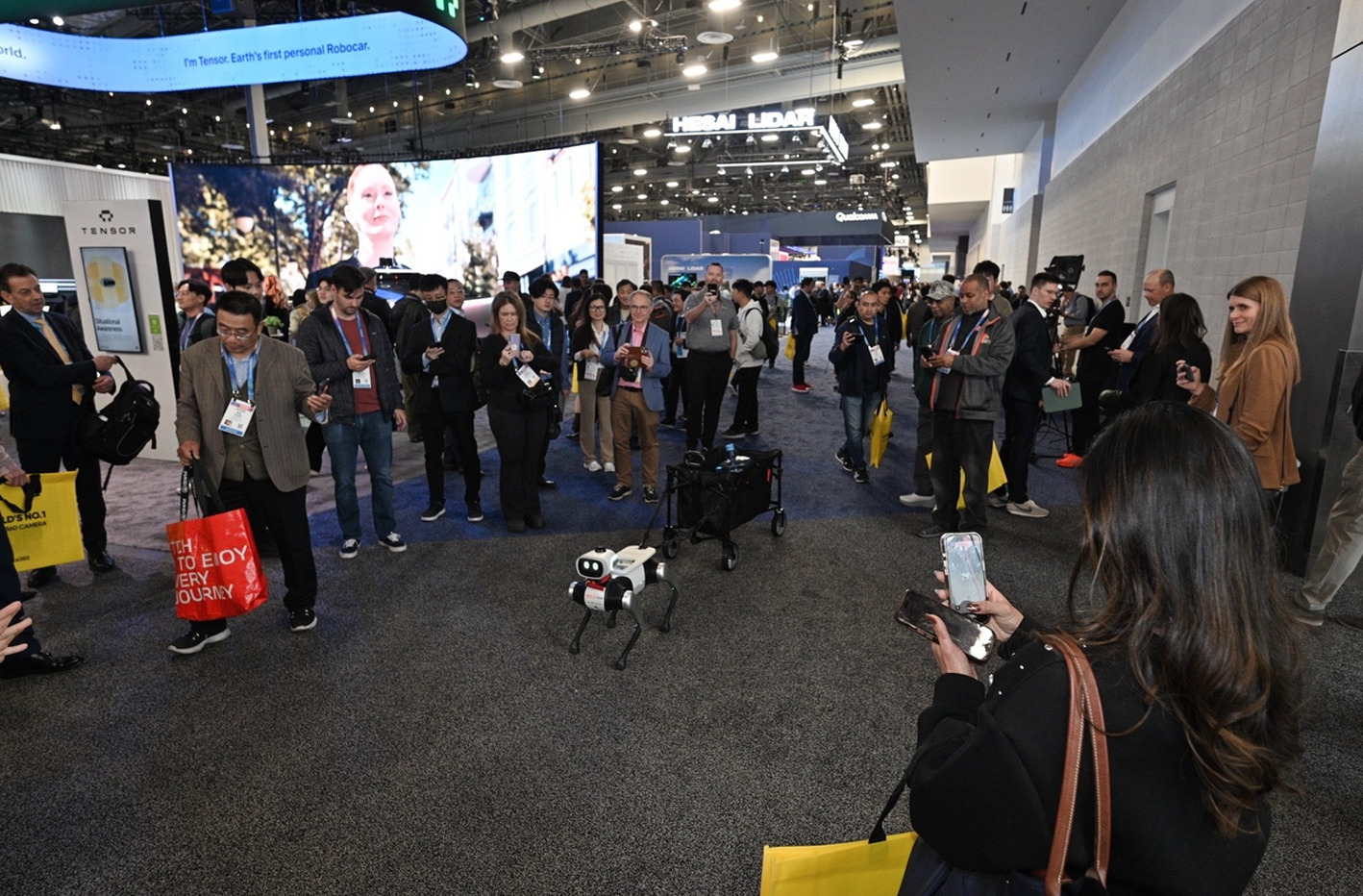Caption: Vbot SuperDog towing a camping cart through the exhibition hall at the CES 2026 site. / Source: Vbot (EZ Newswire)
