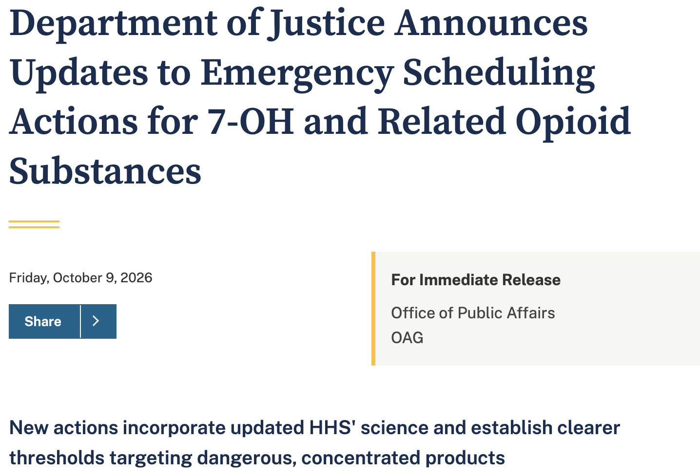 American Kratom Association Applauds DEA and Department of Justice for Protecting Consumers Through Targeted Scheduling of 7-OH and Mitragynine Pseudoindoxyl